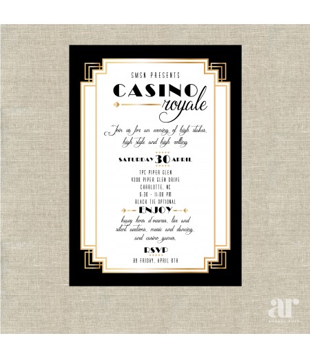 Casino Royale Poker Vegas Birthday Party Printable Invitation